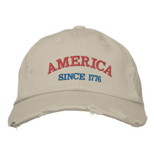 250 Years Celebration America Since 1776 Patriotic Embroidered Hat