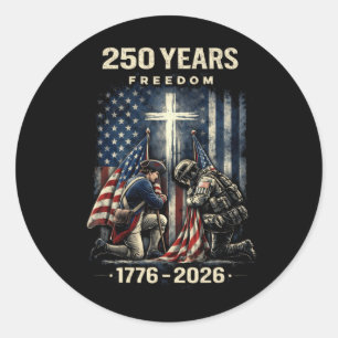 250 Years Christian Cross And Usa Flag 1776 2026 F Classic Round Sticker