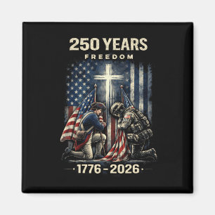 250 Years Christian Cross And Usa Flag 1776 2026 F Magnet