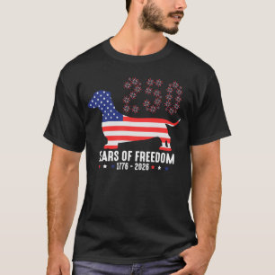 250 Years Cute Wiener Dachshund Dog American Flag T-Shirt