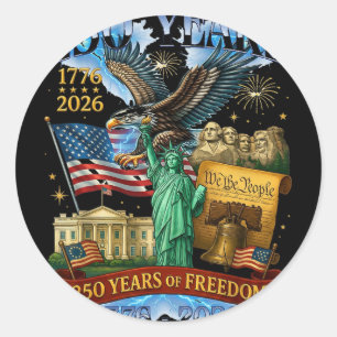 250 Years Eagle Stature Of Liberty Classic Round Sticker