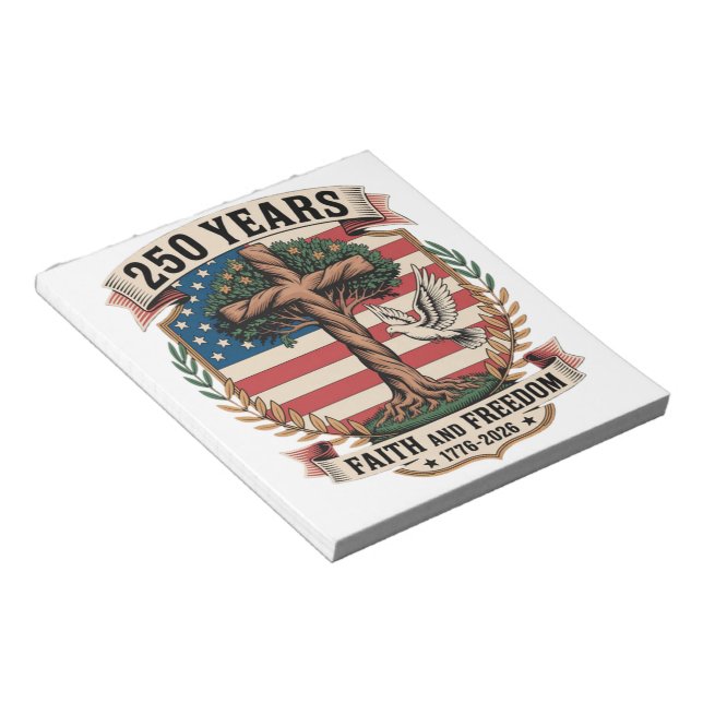 250 years faith and freedom notepad (Angled)