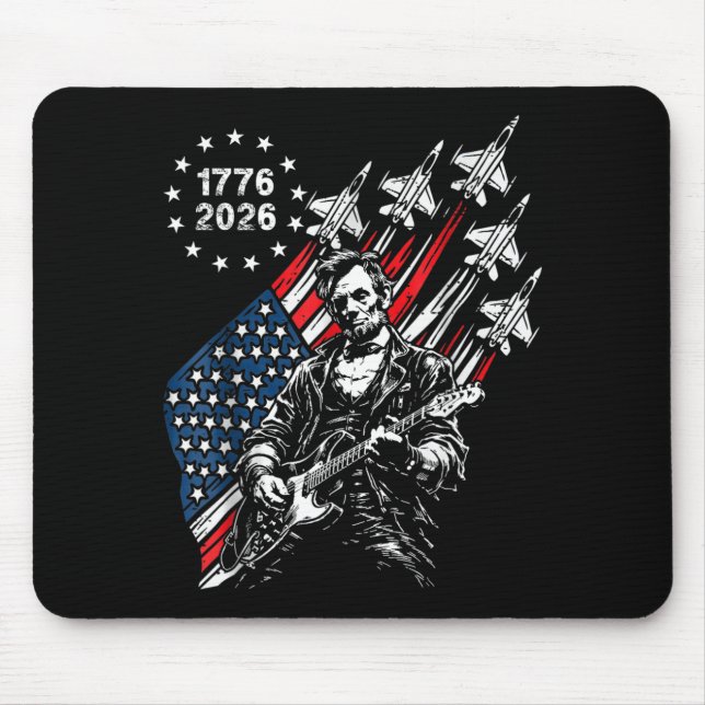 250 Years Fighter Jets Flag Abe Lincoln Playing Mouse Pad (Front)