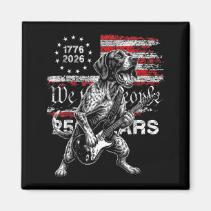 250 Years Flag Gsp Dog Playing Guitar - Funny Magnet