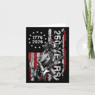 250 Years Flag Pointer Dog Playing Guitar - Funny Card