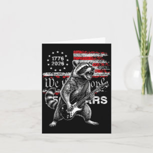 250 Years Flag Trash Panda Playing Guitar - Funny Card