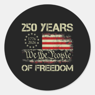 250 Years Freedom 1776-2026 250th Birthday USA Classic Round Sticker