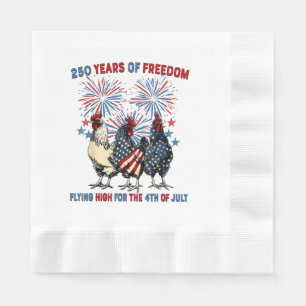 250 Years Funny Chickens Flying High Fireworks 4th Napkin