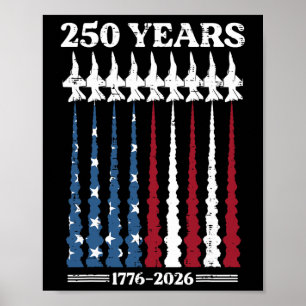 250 Years Jet Smoke Us Flag 250th Anniversary Men Poster