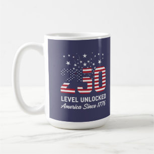 250 Years Level Unlocked America 1776 Patriotic Coffee Mug