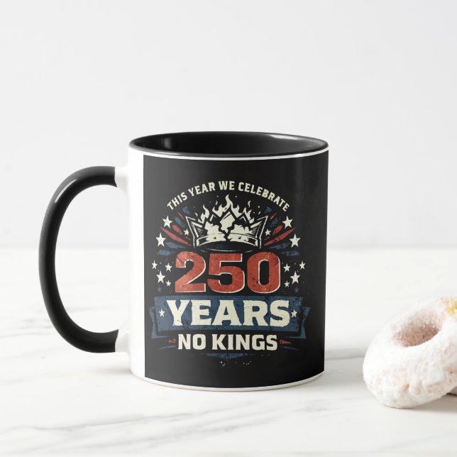 250 Years No Kings Patriotic Mug (With Donut)