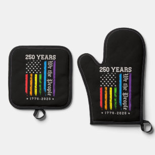 250 Years of American 250th Anniversary US LGBT Pr Oven Mitt & Pot Holder Set