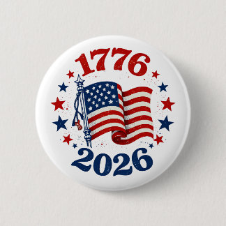 250 Years of American Independence Patriotic Flag 6 Cm Round Badge