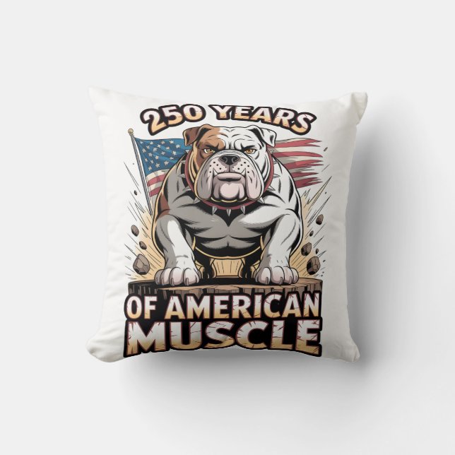 250 Years of American Muscle Bulldog Cushion (Front)
