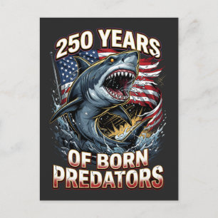 250 Years of Born Predators Shark Art Postcard