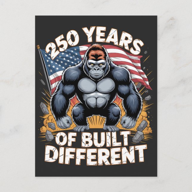 250 Years of Built Different Gorilla Patriotic Postcard (Front)