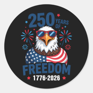 250 Years Of Dom 1776 2026 Patriotic Bald Eagle Classic Round Sticker
