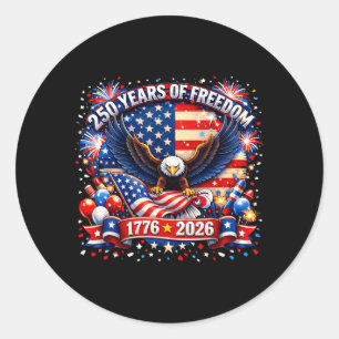 250 Years of dom Patriotic Bald Eagle USA 4th Classic Round Sticker