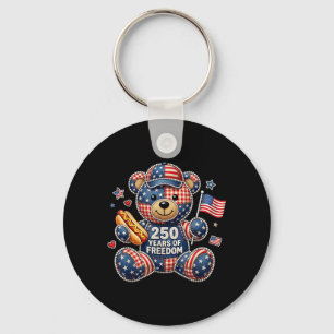 250 Years of dom Patriotic Bear USA Retro 1 Key Ring