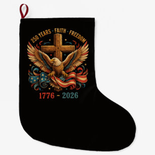 250 Years of Faith and Freedom Patriotic Eagle Large Christmas Stocking