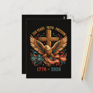 250 Years of Faith and Freedom Patriotic Eagle Postcard