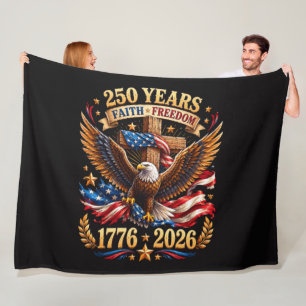 250 Years of Faith Freedom Eagle Patriotic Fleece Blanket