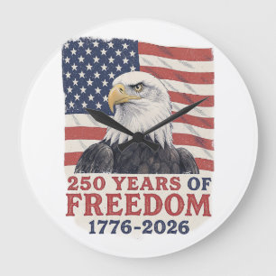 250 Years of Freedom 1776-2026 American Eagle Flag Large Clock