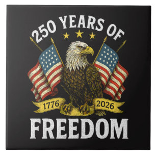 250 Years of Freedom 1776 2026 Bald Eagle Ceramic Tile
