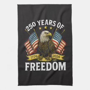 250 years of freedom 1776 2026 bald eagle tea towel