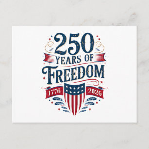 250 Years of Freedom 1776 2026 July 4th 250th Birt Enclosure Card
