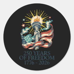 250 Years Of Freedom 1776-2026 Usa Anniversary 4th Classic Round Sticker