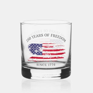 250 Years of Freedom Distressed American Flag Whiskey Glass
