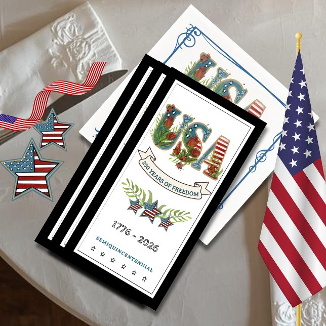 250 Years of Freedom Elegant Patriotic Black Guest Napkin (250 Years of Freedom Elegant Patriotic Black Guest Paper Guest Towels)