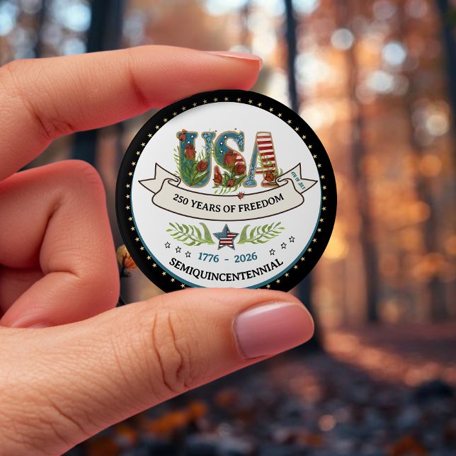 250 Years of Freedom Elegant Patriotic Star Border 10 Cm Round Badge (250 Years of Freedom Elegant Patriotic Star Border Button)