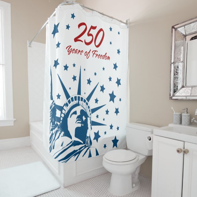 250 Years of Freedom Happy Birthday USA Patriotic  Shower Curtain (In Situ)