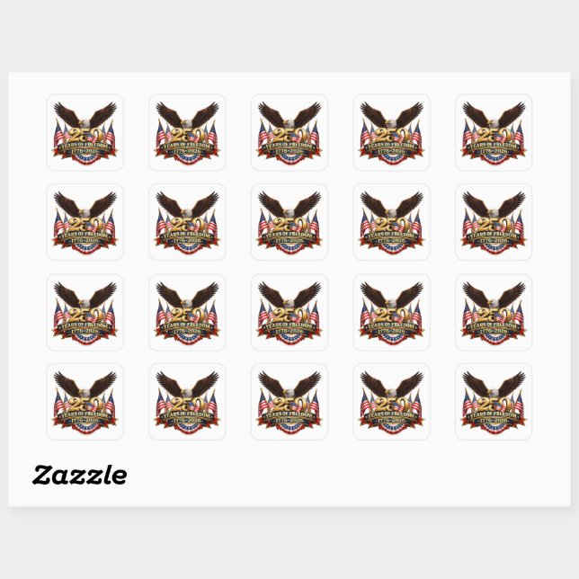 250 years of freedom independence day square sticker (Sheet)