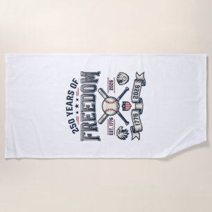 250 Years of Freedom Patriotic Baseball Design_1 Beach Towel