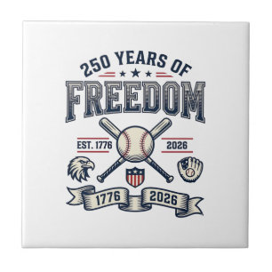 250 Years of Freedom Patriotic Baseball Design_1 Ceramic Tile