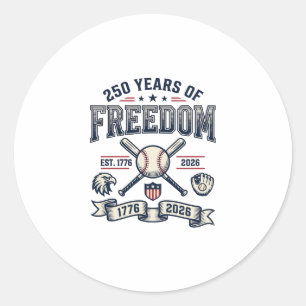 250 Years of Freedom Patriotic Baseball Design_1 Classic Round Sticker