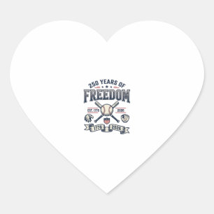 250 Years of Freedom Patriotic Baseball Design_1 Heart Sticker