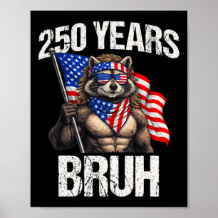 250 Years Of Freedom Patriotic Racoon 250th Anniv Poster