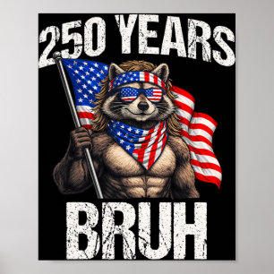 250 Years Of Freedom Patriotic Racoon 250th Anniv Poster