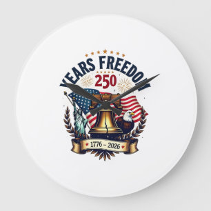 250 Years of Freedom Patriotic Vintage Liberty Bel Large Clock