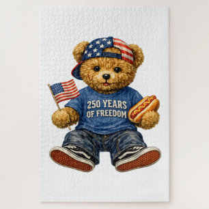 250 Years Of Freedom Teddy Bear  Jigsaw Puzzle