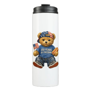 250 Years Of Freedom Teddy Bear Thermal Tumbler