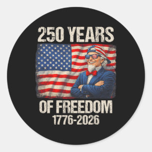 250 Years Of Freedom Uncle Sam American Flag 1776- Classic Round Sticker