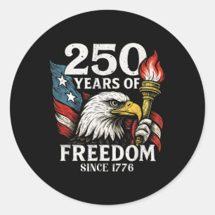 250 Years Of Freedom Usa Bald Eagle America Flag 4 Classic Round Sticker