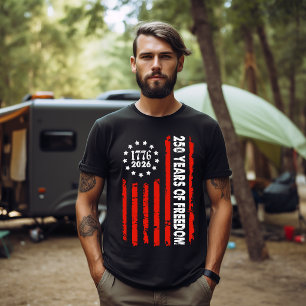 250 Years of Freedom Verticle American Flag Tri-Blend Shirt