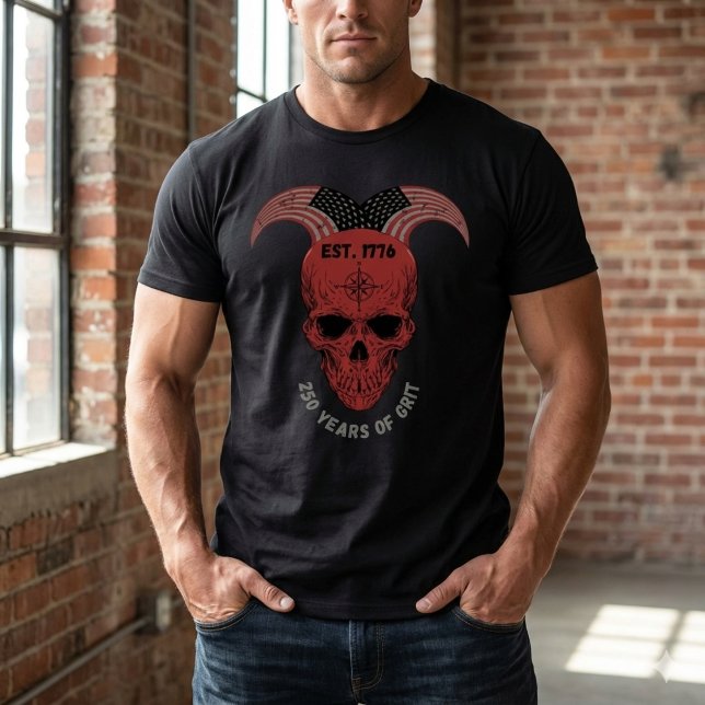 250 Years of Grit Patriotic Red Skull T-Shirt (Creator Uploaded)