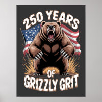 250 Years of Grizzly Grit Patriotic Bear Art